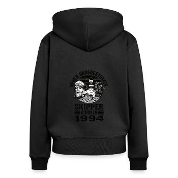 Never Underestimate Skipper born in 1994 - Frauen Premium Bio Zip Hoodie - Schwarz - Hinten - Julia (174cm)