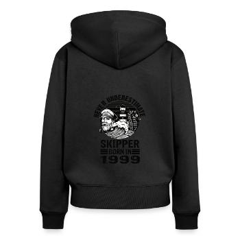 Never Underestimate Skipper born in 1999 - Frauen Premium Bio Zip Hoodie - Schwarz - Hinten - Julia (174cm)