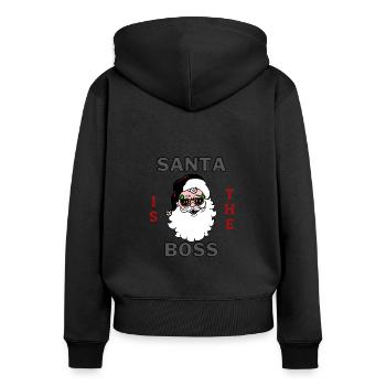Santa is the Boss - Frauen Premium Bio Zip Hoodie - Schwarz - Hinten - Julia (174cm)
