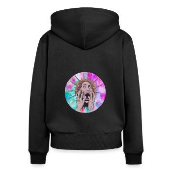 Awesome Agonized Head Art Halloween Designs - Frauen Premium Bio Zip Hoodie - Schwarz - Hinten - Julia (174cm)