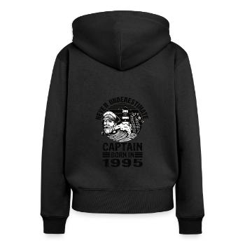 Never Underestimate Captain born in 1995 - Frauen Premium Bio Zip Hoodie - Schwarz - Hinten - Julia (174cm)