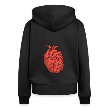 Moitié cerveau moitié cœur Anatomie des organes Science - Sweat à capuche zippé Premium bio Femme - noir - Dos - Julia (174cm)