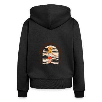 Lustige Thanksgiving-Saison Coole Türkei - Frauen Premium Bio Zip Hoodie - Schwarz - Hinten - Julia (174cm)