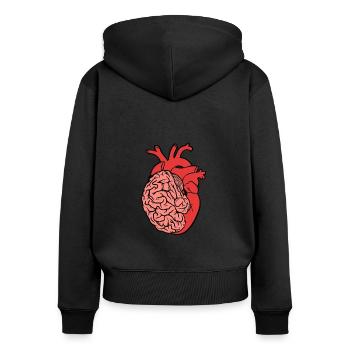 Moitié cerveau moitié cœur Anatomie des organes Science - Sweat à capuche zippé Premium bio Femme - noir - Dos - Julia (174cm)