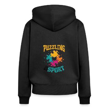 Puzzeln Ist Mein Sport Puzzle-liebhaber - Frauen Premium Bio Zip Hoodie - Schwarz - Hinten - Julia (174cm)