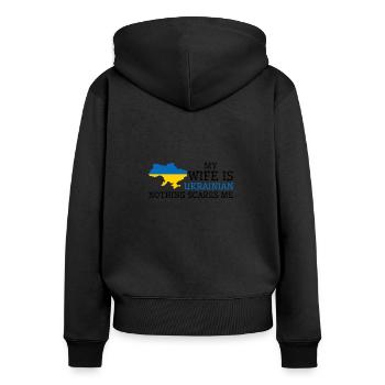 Rien ne me fait peur épouse ukrainienne Ukraine - Sweat à capuche zippé Premium bio Femme - noir - Dos - Julia (174cm)