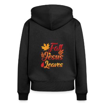 Tomber amoureux de Jésus, il ne quitte jamais les religieux - Sweat à capuche zippé Premium bio Femme - noir - Dos - Julia (174cm)