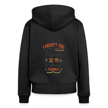 Inspirierender Motivator Selbstfürsorge - Frauen Premium Bio Zip Hoodie - Schwarz - Hinten - Julia (174cm)