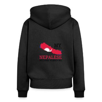 Nichts macht mir Angst, nepalesischer Ehemann - Frauen Premium Bio Zip Hoodie - Schwarz - Hinten - Julia (174cm)