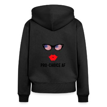 Pro Choice AF Shirt, Unordentliches Dutt, Mittelfinger - Frauen Premium Bio Zip Hoodie - Schwarz - Hinten - Julia (174cm)