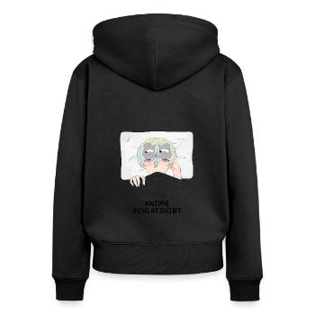 Chemise de nuit Anime Otaku Weeb Kawaii - Sweat à capuche zippé Premium bio Femme - noir - Dos - Julia (174cm)