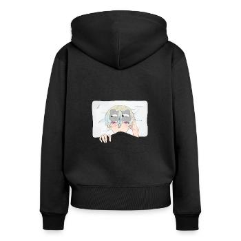 Anime Schlafshirt Otaku Weeb Kawaii - Frauen Premium Bio Zip Hoodie - Schwarz - Hinten - Julia (174cm)