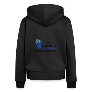 Rien ne me fait peur Nevadan Mari Nevada - Sweat à capuche zippé Premium bio Femme - noir - Dos - Julia (174cm)