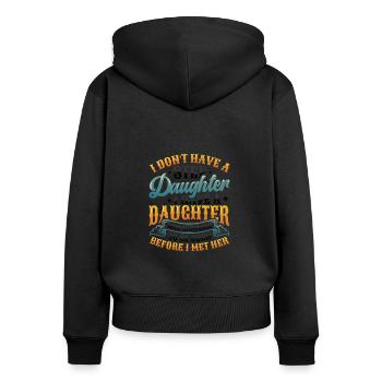 La fille est née par hasard. - Sweat à capuche zippé Premium bio Femme - noir - Dos - Julia (174cm)