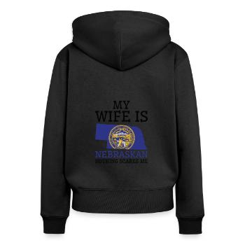 Nichts macht mir Angst Nebraska Ehefrau Nebraska - Frauen Premium Bio Zip Hoodie - Schwarz - Hinten - Julia (174cm)