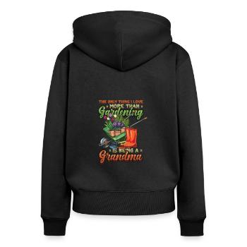 Amoureux du jardin, femmes, jardinage, grand-mère. - Sweat à capuche zippé Premium bio Femme - noir - Dos - Julia (174cm)