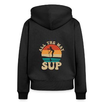 SUP Paddle Board Paddleboarding - Frauen Premium Bio Zip Hoodie - Schwarz - Hinten - Julia (174cm)