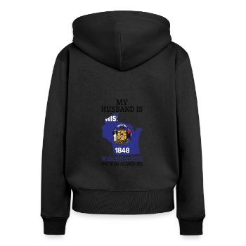 Nichts macht mir Angst Wisconsinite Husband - Frauen Premium Bio Zip Hoodie - Schwarz - Hinten - Julia (174cm)