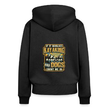 Kajak Und Hunde, Paddeln. - Frauen Premium Bio Zip Hoodie - Schwarz - Hinten - Julia (174cm)