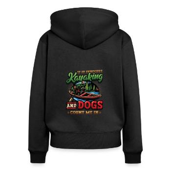 Kajak Und Hunde, Paddeln. - Frauen Premium Bio Zip Hoodie - Schwarz - Hinten - Julia (174cm)