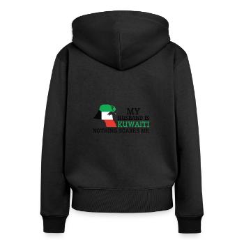 Nichts macht mir Angst Kuwaitischer Ehemann Kuwait - Frauen Premium Bio Zip Hoodie - Schwarz - Hinten - Julia (174cm)