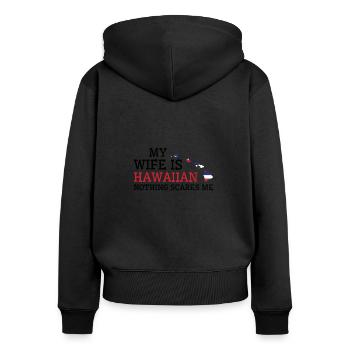 Rien ne me fait peur Hawaiian Wife - Sweat à capuche zippé Premium bio Femme - noir - Dos - Julia (174cm)