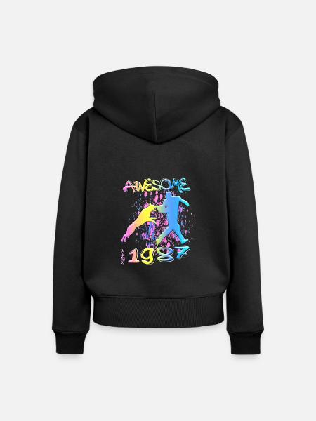 Awesome since 1987. Agility, Hundetraining - Frauen Premium Bio Zip Hoodie - Schwarz