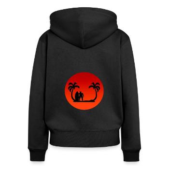 Palm Surfing - Sweat à capuche zippé Premium bio Femme - noir - Dos - Julia (174cm)