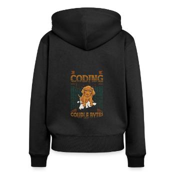 Hund Bytes Code Computer Witz Programmierung - Frauen Premium Bio Zip Hoodie - Schwarz - Hinten - Julia (174cm)