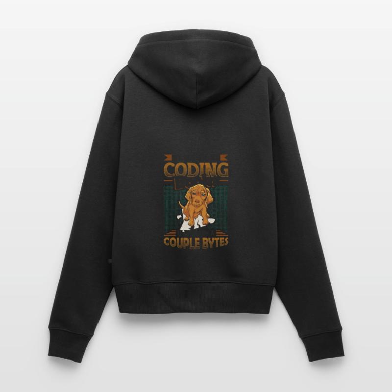 Dog Bytes Code Computer Joke Programmation Sweat à capuche zippé Premium bio Femme