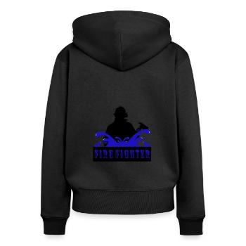 Fireman - Women's Premium Organic Zip Hoodie - black - Back - Julia (174cm)