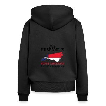 Nichts macht mir Angst North Carolinian Ehemann - Frauen Premium Bio Zip Hoodie - Schwarz - Hinten - Julia (174cm)
