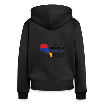 Nichts macht mir Angst Armenischer Ehemann - Frauen Premium Bio Zip Hoodie - Schwarz - Hinten - Julia (174cm)