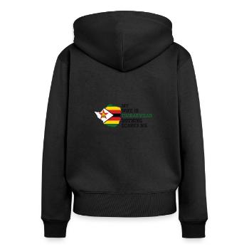 Nichts macht mir Angst Simbabwische Ehefrau - Frauen Premium Bio Zip Hoodie - Schwarz - Hinten - Julia (174cm)