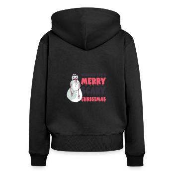 Joyeux Noël Halloween - Sweat à capuche zippé Premium bio Femme - noir - Dos - Julia (174cm)
