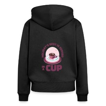 Weihnachten Schneekugel Kaffee Koffein Liebhaber - Frauen Premium Bio Zip Hoodie - Schwarz - Hinten - Julia (174cm)