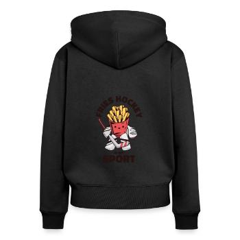 Ice Hockey Sporty Playing Fries Lover - Women's Premium Organic Zip Hoodie - black - Back - Julia (174cm)