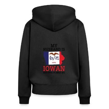 Nichts macht mir Angst Iowan Ehemann Iowa - Frauen Premium Bio Zip Hoodie - Schwarz - Hinten - Julia (174cm)