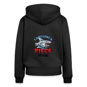 Je veux juste un morceau de toi, requin - Sweat à capuche zippé Premium bio Femme - noir - Dos - Julia (174cm)