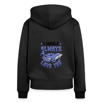 Ich Wal Liebe Dich Immer Blauwal - Frauen Premium Bio Zip Hoodie - Schwarz - Hinten - Julia (174cm)