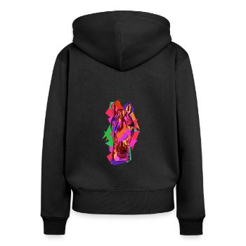 Buntes Pferd Wpap Art Geometrische Pop Art - Frauen Premium Bio Zip Hoodie - Schwarz - Hinten - Julia (174cm)