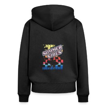 summer vibes Sommer Sonne Strand - Frauen Premium Bio Zip Hoodie - Schwarz - Hinten - Julia (174cm)