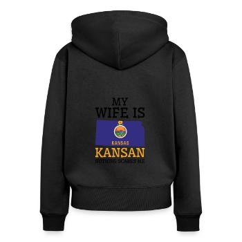 Nichts macht mir Angst Kansanische Ehefrau Kansas - Frauen Premium Bio Zip Hoodie - Schwarz - Hinten - Julia (174cm)
