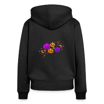 Chemise d’Halloween, mignon Hello Pumpkin Spooky Lover - Sweat à capuche zippé Premium bio Femme - noir - Dos - Julia (174cm)
