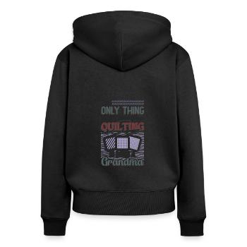 Nähen Quilter Oma Quilten - Frauen Premium Bio Zip Hoodie - Schwarz - Hinten - Julia (174cm)
