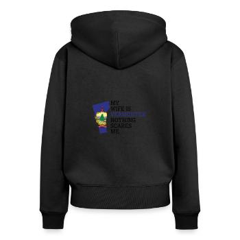Rien ne me fait peur Vermont femme Vermont - Sweat à capuche zippé Premium bio Femme - noir - Dos - Julia (174cm)