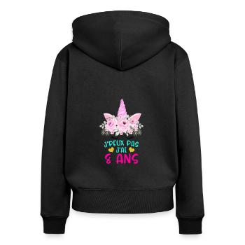 Enfant T Shirt 8 Ans Fille Anniversaire Cadeau - Women's Premium Organic Zip Hoodie - black - Back - Julia (174cm)