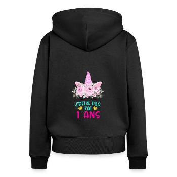 Enfant T Shirt 1 Ans Fille Anniversaire Cadeau - Women's Premium Organic Zip Hoodie - black - Back - Julia (174cm)