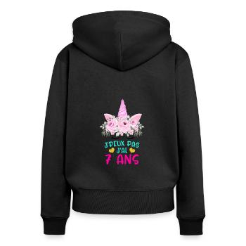 Enfant T Shirt 7 Ans Fille Anniversaire Cadeau - Women's Premium Organic Zip Hoodie - black - Back - Julia (174cm)
