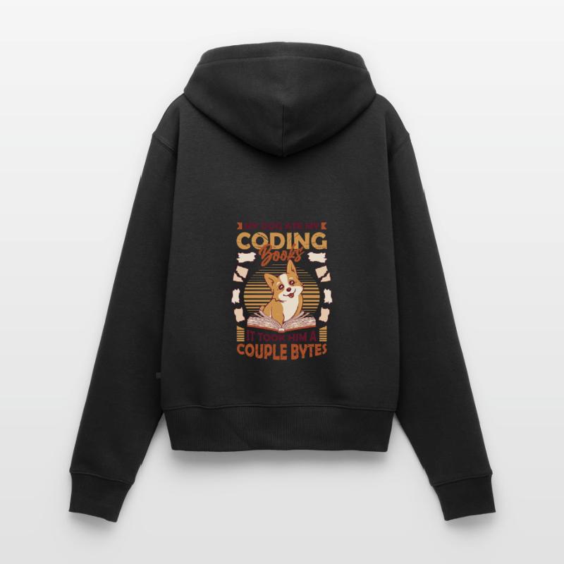 Hund Bytes Code Computer Witz Programmierung Frauen Premium Bio Zip Hoodie